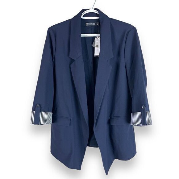 NEW New York & Company 7th Avenue Madie Jacket Womens Medium Navy Blue Polyester - Picture 1 of 5
